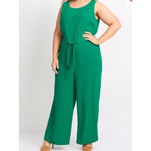 Gilli Sleeveless Tie-Waist Green Jumpsuit